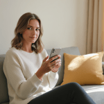 Mujer viendo el balance en su app