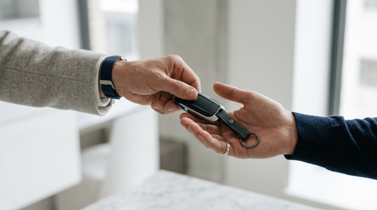 Persona prestando llaves de su carro