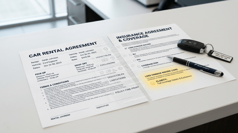 Car rental and insurance forms