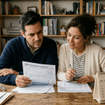 pareja hispana verificando impuestos