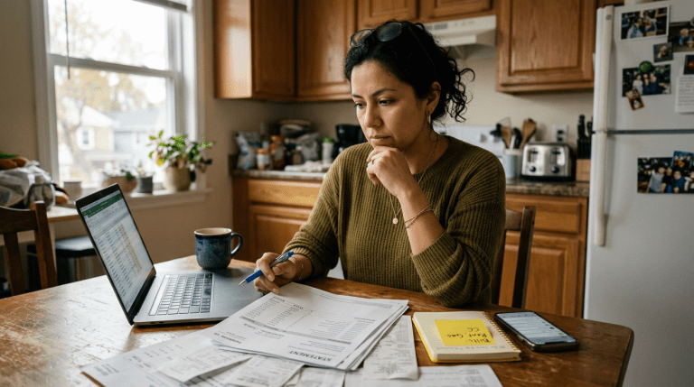 Persona preocupada por sus deudas con las tarjetas