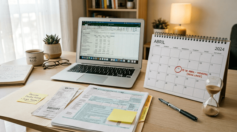 Pantalla de laptop con declaración de impuestos