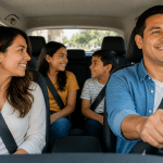 Familia Latina manejando