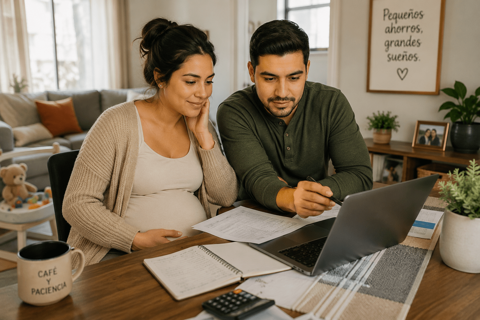 Familia Latina evaluando cuentas Trump